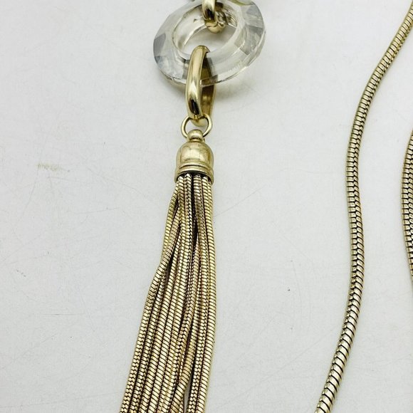 Mythologie Signed Snake Chain Medallion Necklace Mirrored Acrylic Circles Gold - Picture 4 of 9